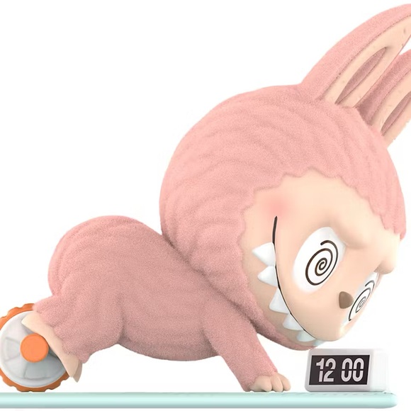 POP MART Other - Lazy Yoga Labubu Series Pink Ab Roller Figure Pop mart Flocked New
